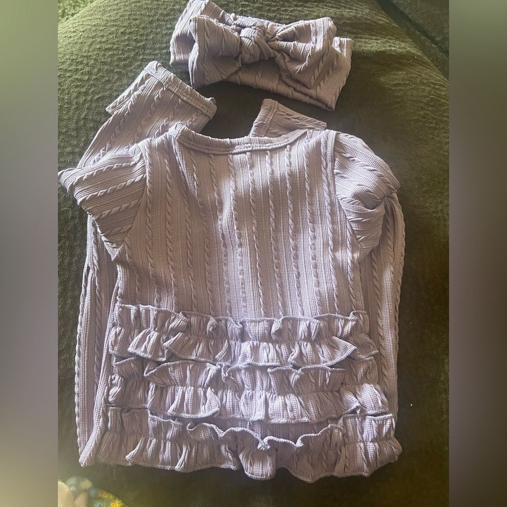 Light purple baby girl outfit with headband NEW Size 0-3